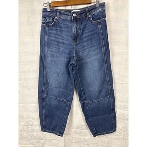 LOFT High Rise Barrel Jeans Dark Wash Women's 27 / 4 (30x28) Ankle Length Taper